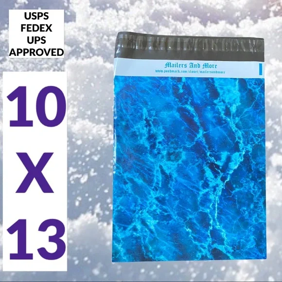 25 10X13 Poly Mailers Blue Ice Water Marble Shipping Envelopes PRICE IS FIRM - Picture 10 of 10